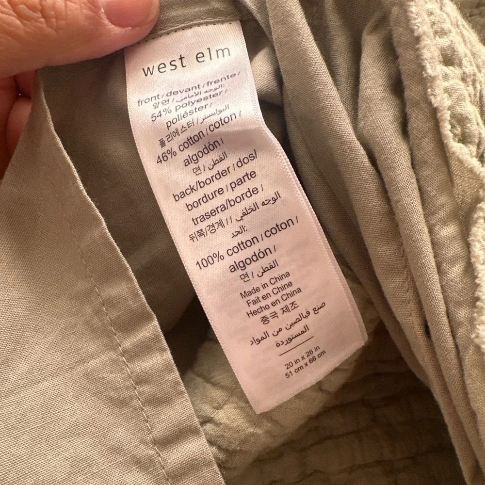 West Elm Quilted Standard Pillow Sham 20x26 Sage Green